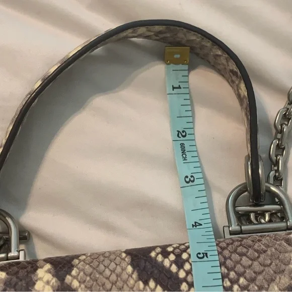 Michael Kors Snakeskin Crossbody Bag Women’s Half Moon Purple Top Handle Purse - Picture 9 of 16